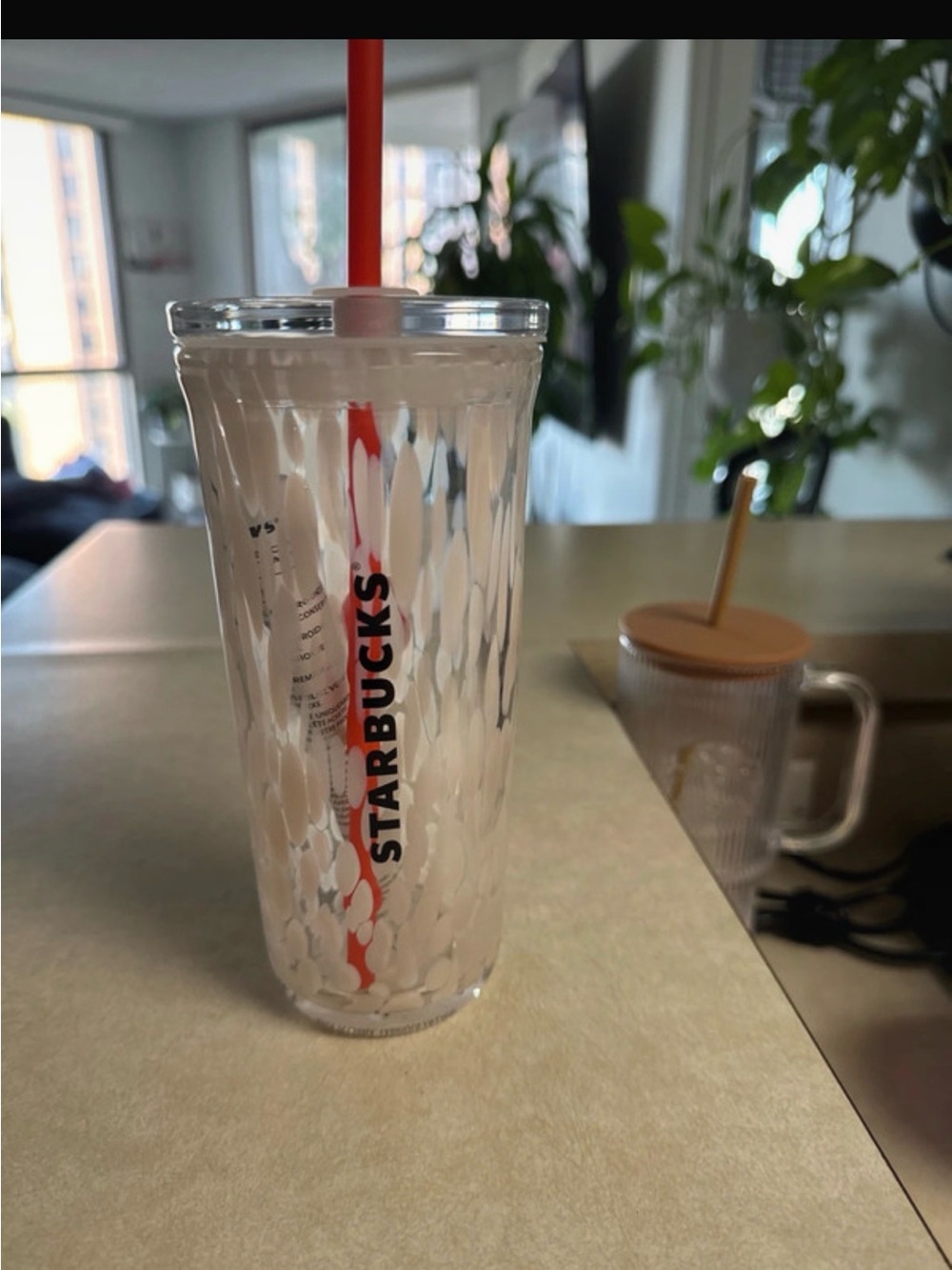 Starbucks Clear Textured Tumbler with Red Straw
